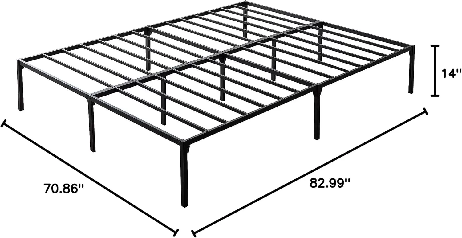 imageLinenspa Heavy Duty Metal Platform Bed Frame  No Box Spring Needed  Underbed Storage  Simple Tool Free Assembly  14 High  Sturdy  Steel Slats  Sleek Modern Design  Queen SizeCalifornia King