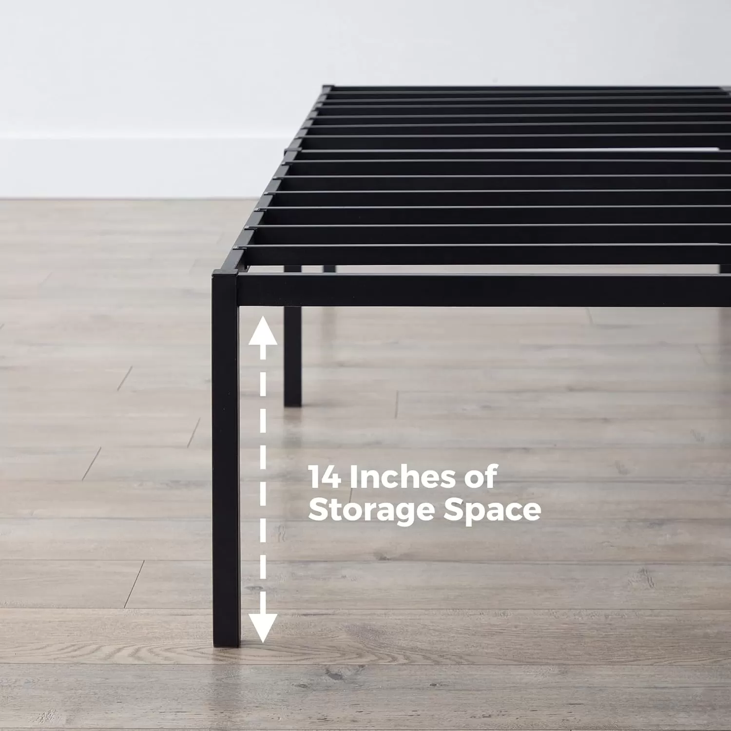 imageLinenspa Heavy Duty Metal Platform Bed Frame  No Box Spring Needed  Underbed Storage  Simple Tool Free Assembly  14 High  Sturdy  Steel Slats  Sleek Modern Design  Queen SizeCalifornia King