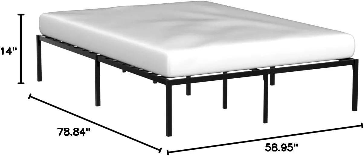 imageLinenspa Heavy Duty Metal Platform Bed Frame  No Box Spring Needed  Underbed Storage  Simple Tool Free Assembly  14 High  Sturdy  Steel Slats  Sleek Modern Design  Queen SizeQueen
