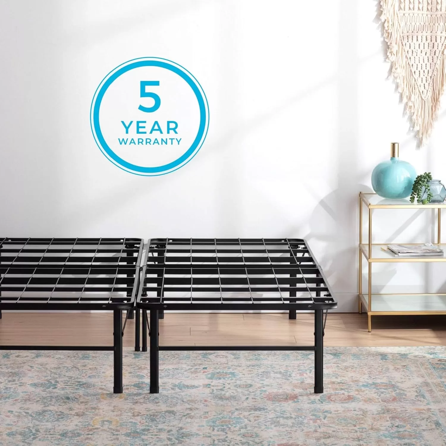 imageLinenspa Heavy Duty Metal Platform Bed Frame  No Box Spring Needed  Underbed Storage  Simple Tool Free Assembly  14 High  Sturdy  Steel Slats  Sleek Modern Design  Queen SizeFull