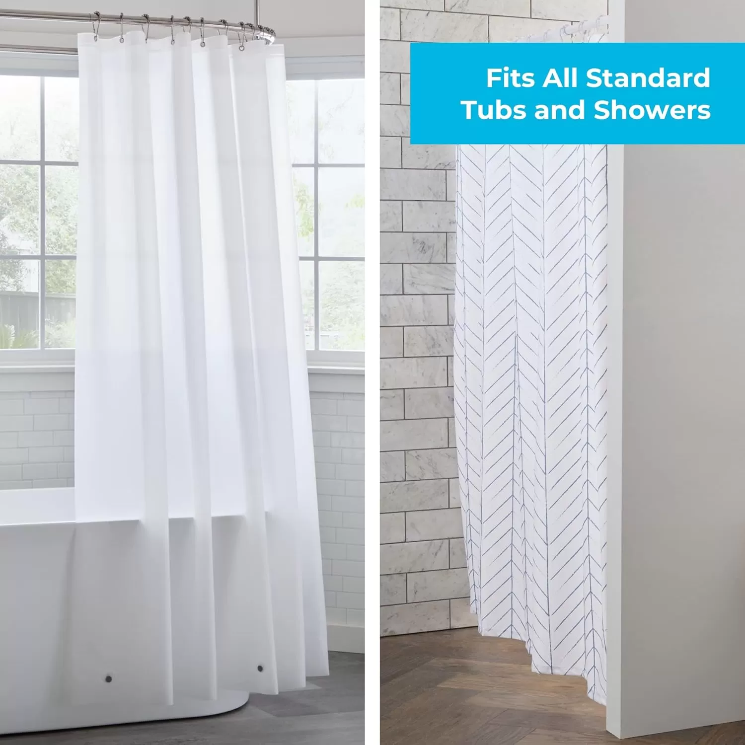 imageLinenspa Shower Curtain  Green Leaf Shower Curtain  Water Resistant Machine Washable Polyester Shower Curtain  Dorm Room EssentialsBlue Herringbone