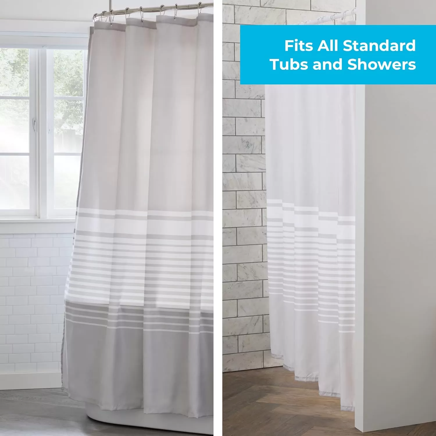 imageLinenspa Shower Curtain  Green Leaf Shower Curtain  Water Resistant Machine Washable Polyester Shower Curtain  Dorm Room EssentialsGray Stripe