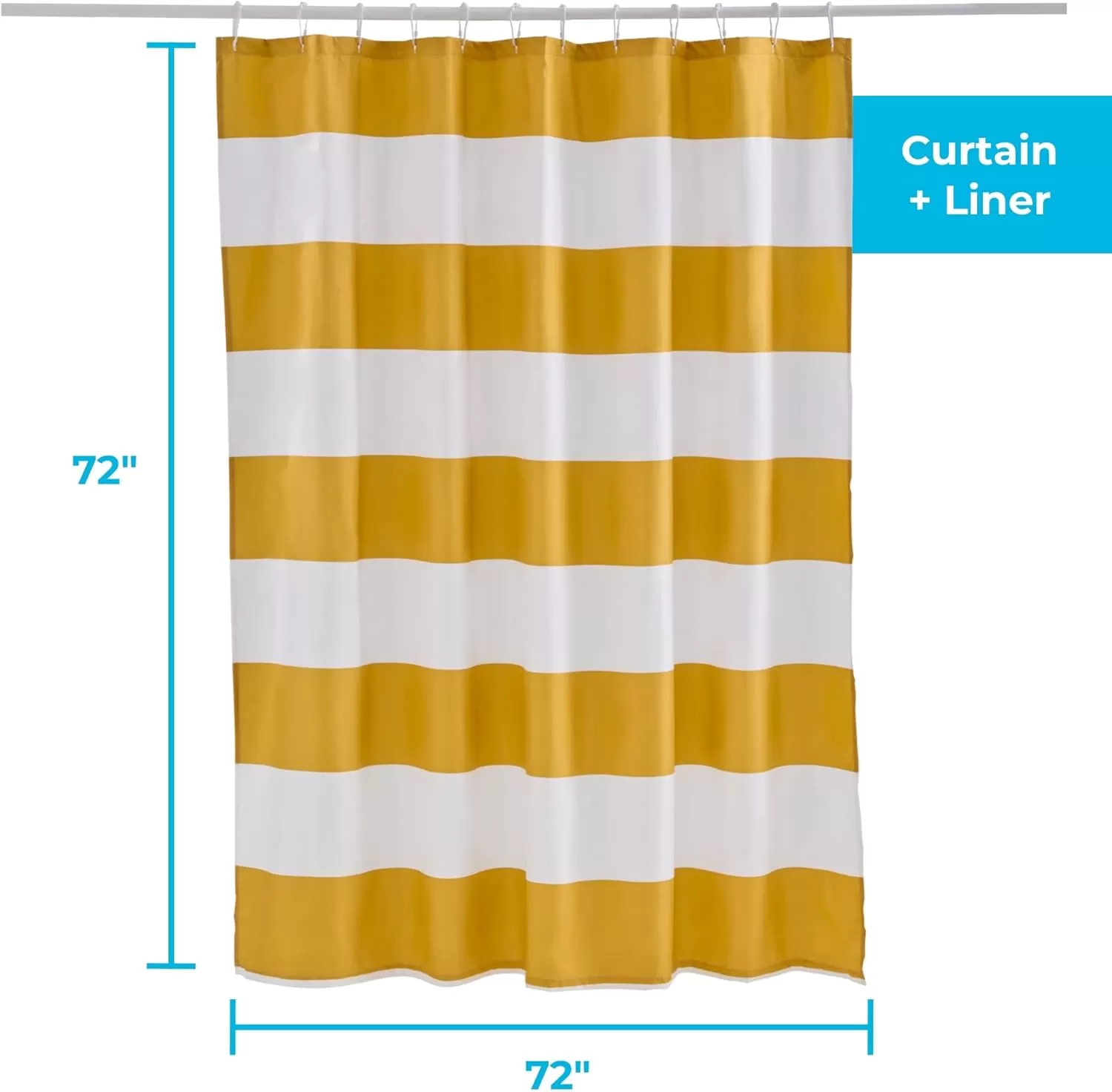 imageLinenspa Shower Curtain  Green Leaf Shower Curtain  Water Resistant Machine Washable Polyester Shower Curtain  Dorm Room EssentialsYellow Rugby Stripe