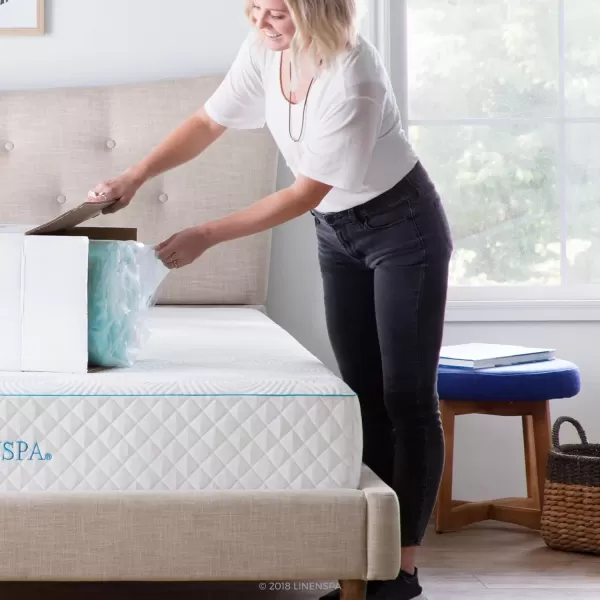 imageLINENSPA 3 Inch Gel Swirl Memory Foam Mattress Topper  Cooling Gel Infused  Pressure Relieving  CertiPUR Certified  QueenFull