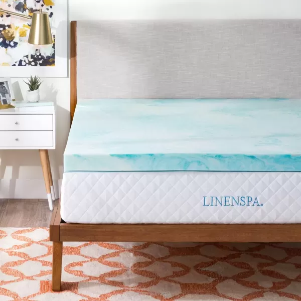 imageLINENSPA 3 Inch Gel Swirl Memory Foam Mattress Topper  Cooling Gel Infused  Pressure Relieving  CertiPUR Certified  QueenKing