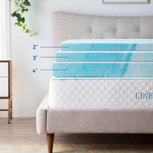 imageLINENSPA 3 Inch Gel Swirl Memory Foam Mattress Topper  Cooling Gel Infused  Pressure Relieving  CertiPUR Certified  QueenTwin