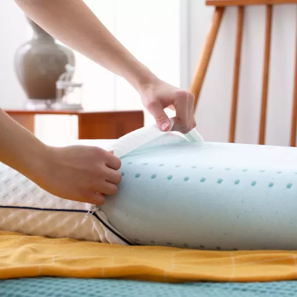 imageLINENSPA Pillow  Ventilated Gel  Memory Foam Pillows for Neck Support  Great for Side Back and Stomach Sleepers  King SizeBlue