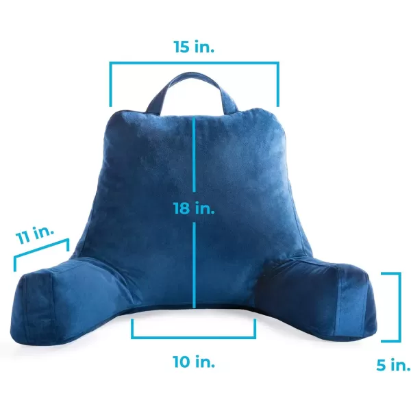 imageLINENSPA Reading Pillow with Shredded Memory Foam Back Pillow for Sitting in Bed Reading Gaming Watching TV  Chair Pillow with Arms Dorm Room Essentials StoneNavy