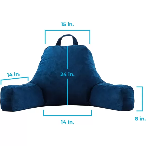 imageLINENSPA Reading Pillow with Shredded Memory Foam Back Pillow for Sitting in Bed Reading Gaming Watching TV  Chair Pillow with Arms Dorm Room Essentials StoneNavy