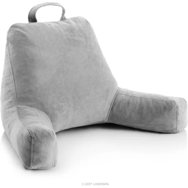 imageLINENSPA Reading Pillow with Shredded Memory Foam Back Pillow for Sitting in Bed Reading Gaming Watching TV  Chair Pillow with Arms Dorm Room Essentials StoneStone