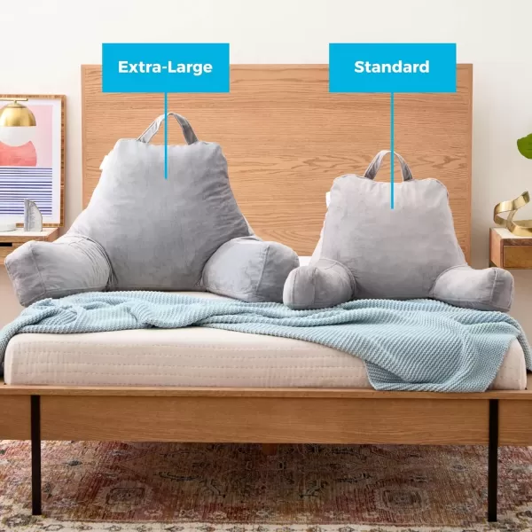 imageLINENSPA Reading Pillow with Shredded Memory Foam Back Pillow for Sitting in Bed Reading Gaming Watching TV  Chair Pillow with Arms Dorm Room Essentials StoneStone