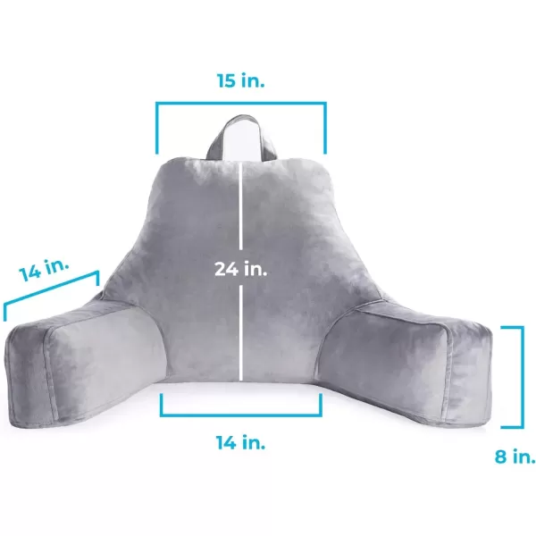 imageLINENSPA Reading Pillow with Shredded Memory Foam Back Pillow for Sitting in Bed Reading Gaming Watching TV  Chair Pillow with Arms Dorm Room Essentials StoneStone
