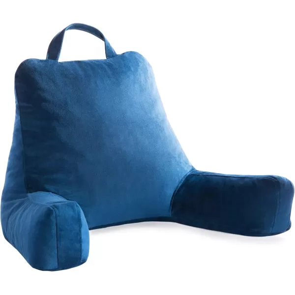 imageLINENSPA Reading Pillow with Shredded Memory Foam Back Pillow for Sitting in Bed Reading Gaming Watching TV  Chair Pillow with Arms Dorm Room Essentials StoneNavy