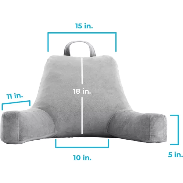 imageLINENSPA Reading Pillow with Shredded Memory Foam Back Pillow for Sitting in Bed Reading Gaming Watching TV  Chair Pillow with Arms Dorm Room Essentials StoneStone