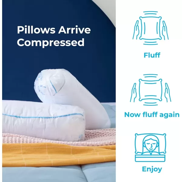 imageLINENSPA Two Pack Shredded Gel Memory Foam Pillow  Cooling Bed Pillow  Side Stomach and Back Sleepers  Pack of 2  Queen WhiteWhite