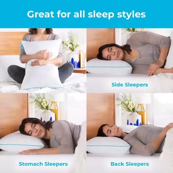 imageLINENSPA Two Pack Shredded Gel Memory Foam Pillow  Cooling Bed Pillow  Side Stomach and Back Sleepers  Pack of 2  Queen WhiteWhite