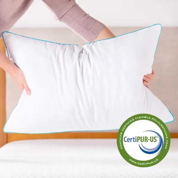 imageLINENSPA Two Pack Shredded Gel Memory Foam Pillow  Cooling Bed Pillow  Side Stomach and Back Sleepers  Pack of 2  Queen WhiteWhite