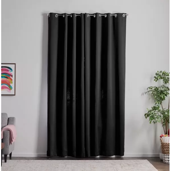 imageLinenspa 85 Blackout Curtain 2 Panels Set  Black Curtains 108 Inch Length  Thermal Insulated Noise Reducing  Dorm Room EssentialsBlack