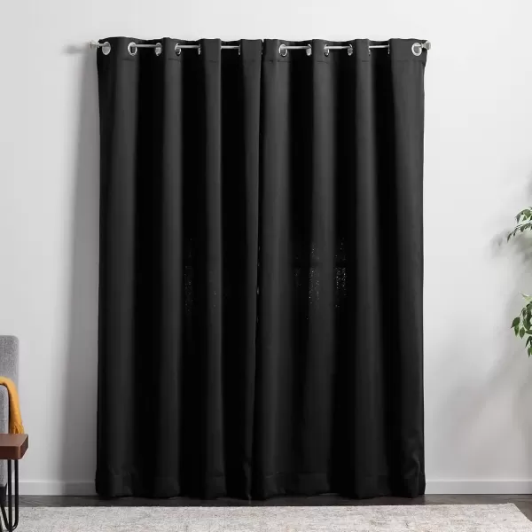 imageLinenspa 85 Blackout Curtain 2 Panels Set  Black Curtains 108 Inch Length  Thermal Insulated Noise Reducing  Dorm Room EssentialsBlack