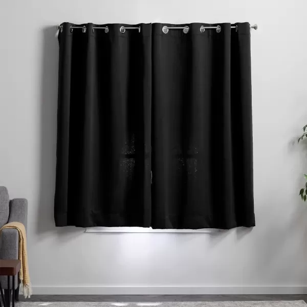 imageLinenspa 85 Blackout Curtain 2 Panels Set  Black Curtains 108 Inch Length  Thermal Insulated Noise Reducing  Dorm Room EssentialsBlack