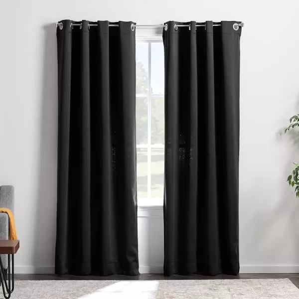 imageLinenspa 85 Blackout Curtain 2 Panels Set  Black Curtains 108 Inch Length  Thermal Insulated Noise Reducing  Dorm Room EssentialsBlack