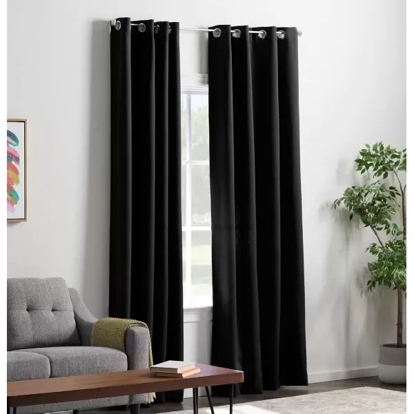 imageLinenspa 85 Blackout Curtain 2 Panels Set  Black Curtains 108 Inch Length  Thermal Insulated Noise Reducing  Dorm Room EssentialsBlack