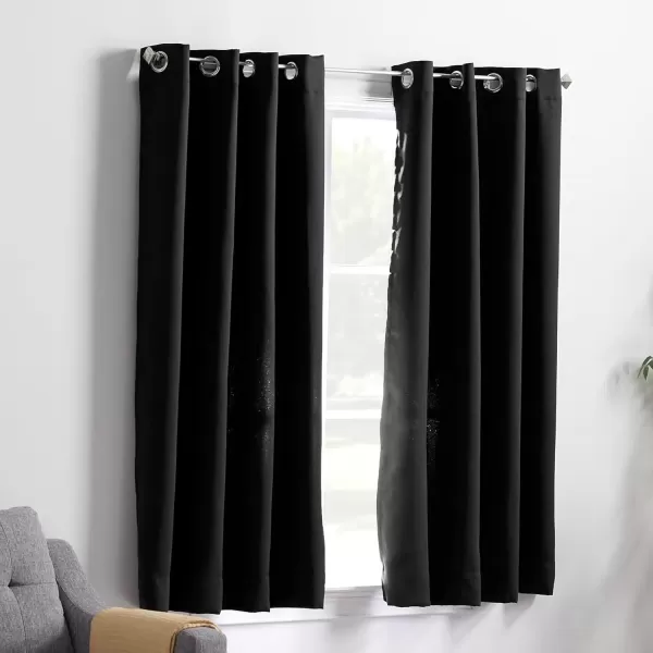 imageLinenspa 85 Blackout Curtain 2 Panels Set  Black Curtains 108 Inch Length  Thermal Insulated Noise Reducing  Dorm Room EssentialsBlack