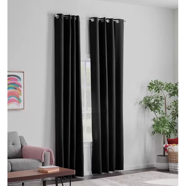 imageLinenspa 85 Blackout Curtain 2 Panels Set  Black Curtains 108 Inch Length  Thermal Insulated Noise Reducing  Dorm Room EssentialsBlack