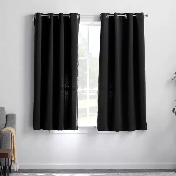 imageLinenspa 85 Blackout Curtain 2 Panels Set  Black Curtains 108 Inch Length  Thermal Insulated Noise Reducing  Dorm Room EssentialsBlack