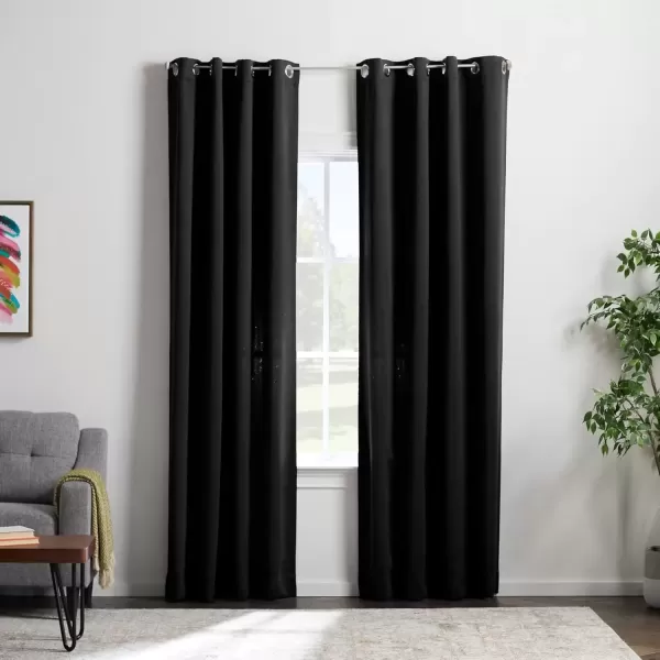 imageLinenspa 85 Blackout Curtain 2 Panels Set  Black Curtains 108 Inch Length  Thermal Insulated Noise Reducing  Dorm Room EssentialsBlack