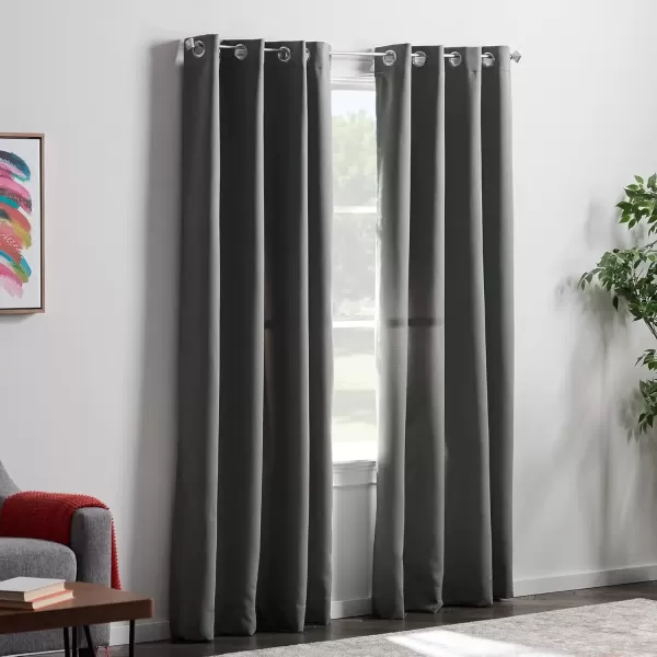 imageLinenspa 85 Blackout Curtain 2 Panels Set  Black Curtains 108 Inch Length  Thermal Insulated Noise Reducing  Dorm Room EssentialsGrey