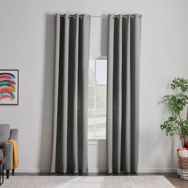 imageLinenspa 85 Blackout Curtain 2 Panels Set  Black Curtains 108 Inch Length  Thermal Insulated Noise Reducing  Dorm Room EssentialsGrey