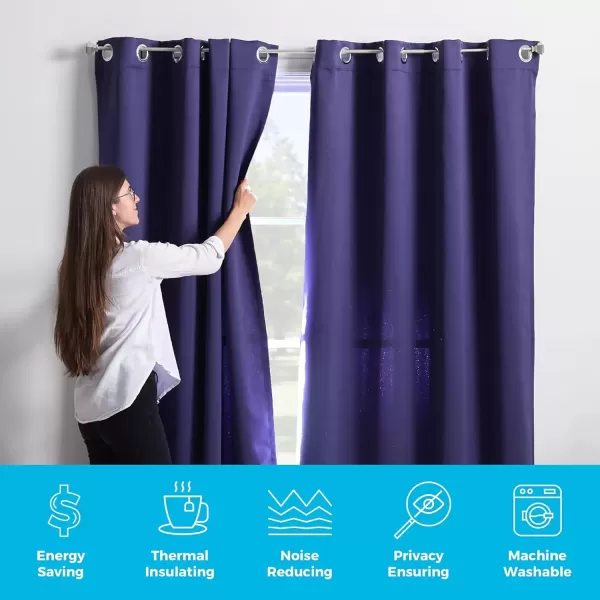 imageLinenspa 85 Blackout Curtain 2 Panels Set  Black Curtains 108 Inch Length  Thermal Insulated Noise Reducing  Dorm Room EssentialsNavy