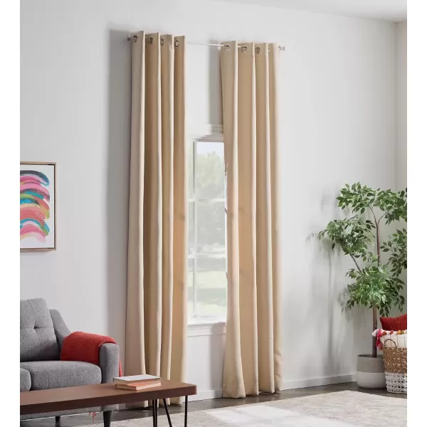 imageLinenspa 85 Blackout Curtain 2 Panels Set  Black Curtains 108 Inch Length  Thermal Insulated Noise Reducing  Dorm Room EssentialsTan
