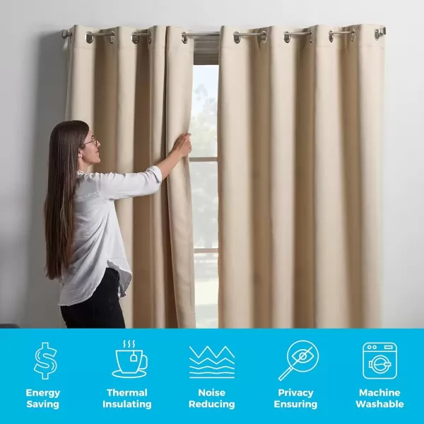 imageLinenspa 85 Blackout Curtain 2 Panels Set  Black Curtains 108 Inch Length  Thermal Insulated Noise Reducing  Dorm Room EssentialsTan