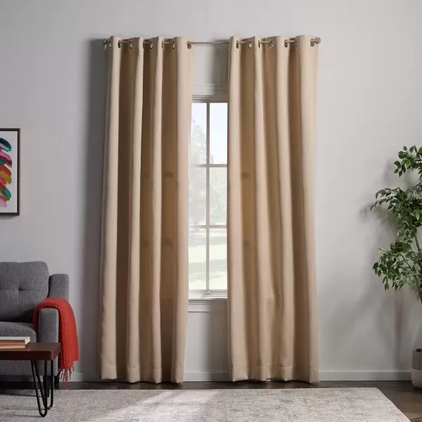 imageLinenspa 85 Blackout Curtain 2 Panels Set  Black Curtains 108 Inch Length  Thermal Insulated Noise Reducing  Dorm Room EssentialsTan