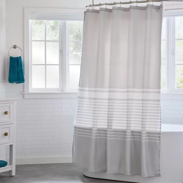 imageLinenspa Blue Herringbone Shower Curtain Water Resistant Wrinkle Resistant Machine Washable Polyester Shower Curtain  Dorm Room Essentials 72 x 72Gray Stripe