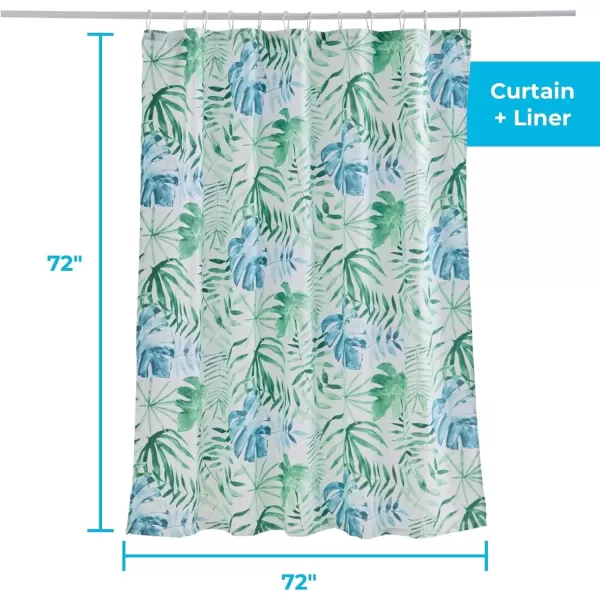 imageLinenspa Blue Herringbone Shower Curtain Water Resistant Wrinkle Resistant Machine Washable Polyester Shower Curtain  Dorm Room Essentials 72 x 72Green Leaves