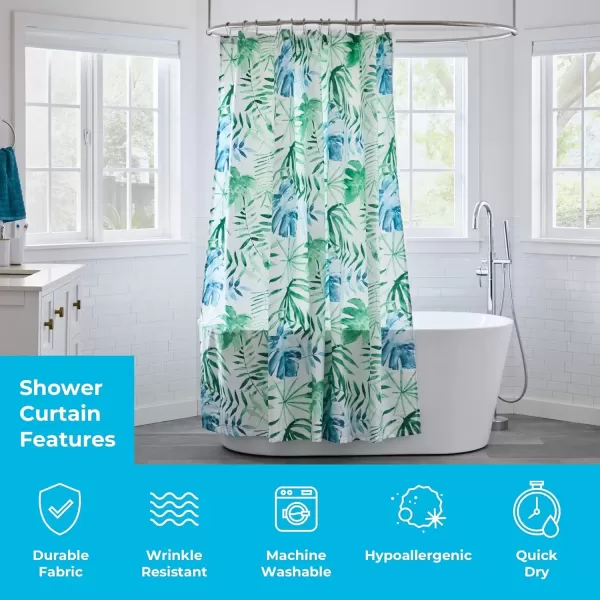 imageLinenspa Blue Herringbone Shower Curtain Water Resistant Wrinkle Resistant Machine Washable Polyester Shower Curtain  Dorm Room Essentials 72 x 72Green Leaves