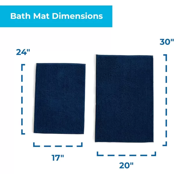 imageLinenspa Chenille Bath Mat 1 Piece Non Slip Water Absorbent Fast Drying Machine Washable Bath Rug For Bathroom  Dorm Room EssentialsNavy