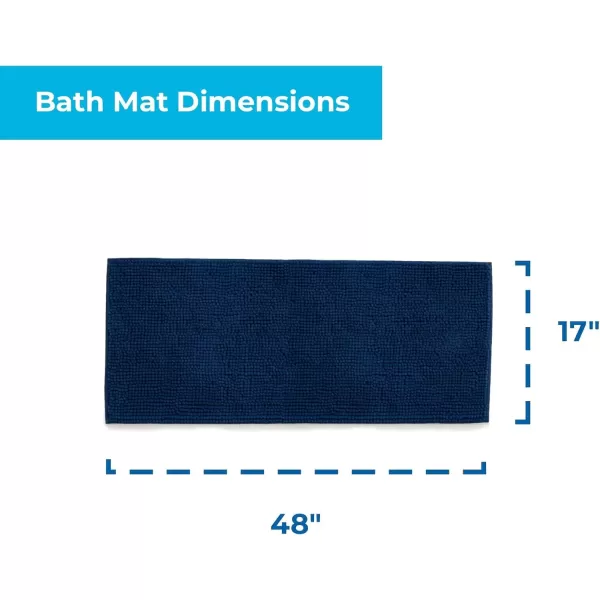 imageLinenspa Chenille Bath Mat 1 Piece Non Slip Water Absorbent Fast Drying Machine Washable Bath Rug For Bathroom  Dorm Room EssentialsNavy