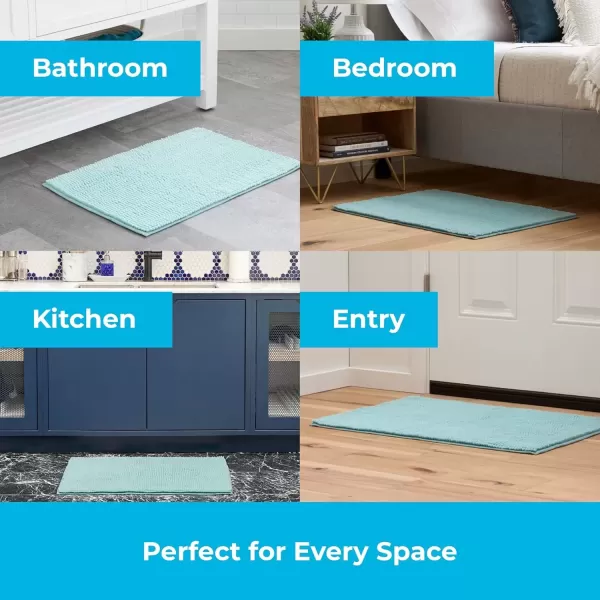 imageLinenspa Chenille Bath Mat 1 Piece Non Slip Water Absorbent Fast Drying Machine Washable Bath Rug For Bathroom  Dorm Room EssentialsTeal
