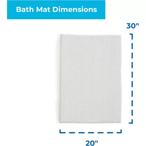 imageLinenspa Chenille Bath Mat 1 Piece Non Slip Water Absorbent Fast Drying Machine Washable Bath Rug For Bathroom  Dorm Room EssentialsWhite