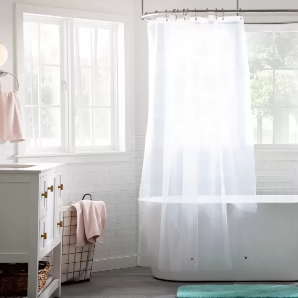 imageLinenspa Frosted 8G HeavyDuty Shower Curtain Liner  PEVA Waterproof Vinyl  72 x 72 Inch Shower Liner  Dorm Room EssentialsClear