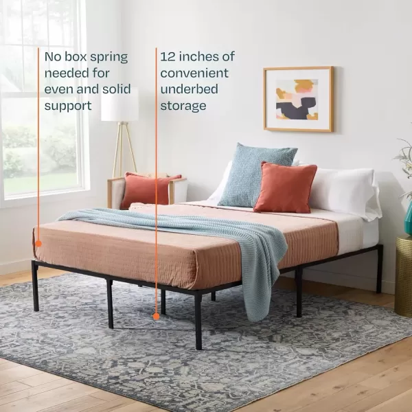 imageLinenspa Heavy Duty Metal Platform Bed Frame  No Box Spring Needed  Underbed Storage  Simple Tool Free Assembly  14 High  Sturdy  Steel Slats  Sleek Modern Design  Queen SizeTwin