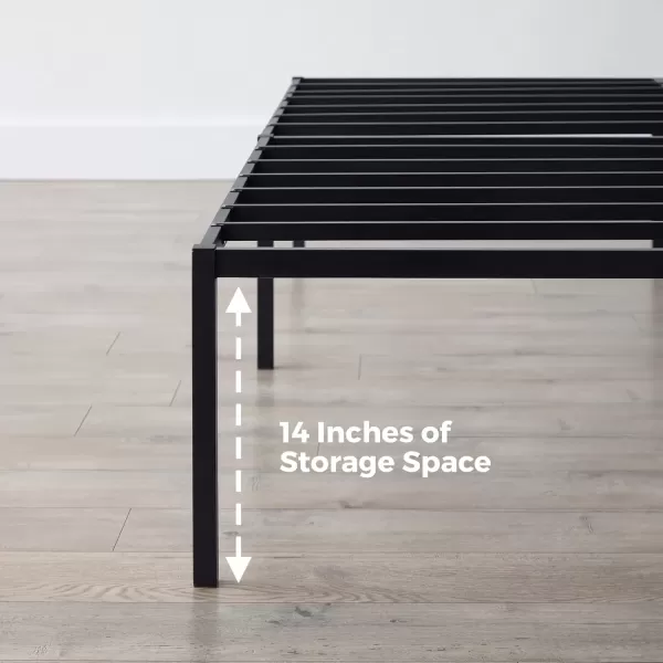 imageLinenspa Heavy Duty Metal Platform Bed Frame  No Box Spring Needed  Underbed Storage  Simple Tool Free Assembly  14 High  Sturdy  Steel Slats  Sleek Modern Design  Queen SizeCalifornia King