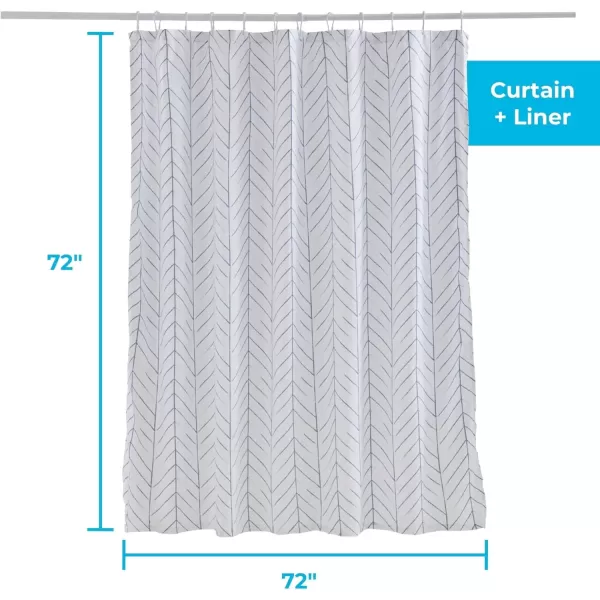 imageLinenspa Shower Curtain  Green Leaf Shower Curtain  Water Resistant Machine Washable Polyester Shower Curtain  Dorm Room EssentialsBlue Herringbone