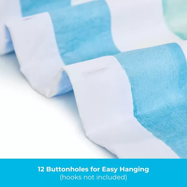 imageLinenspa Shower Curtain  Green Leaf Shower Curtain  Water Resistant Machine Washable Polyester Shower Curtain  Dorm Room EssentialsBlue Ocean Stripe