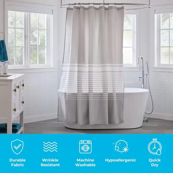 imageLinenspa Shower Curtain  Green Leaf Shower Curtain  Water Resistant Machine Washable Polyester Shower Curtain  Dorm Room EssentialsGray Stripe