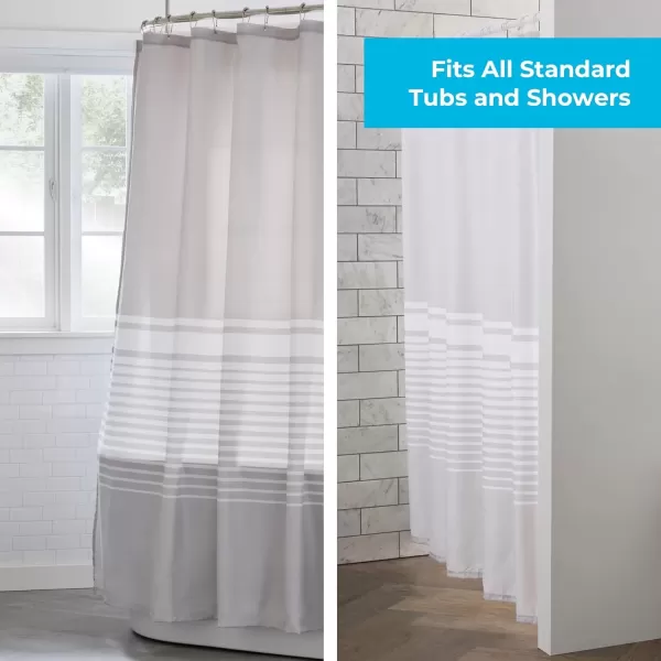 imageLinenspa Shower Curtain  Green Leaf Shower Curtain  Water Resistant Machine Washable Polyester Shower Curtain  Dorm Room EssentialsGray Stripe
